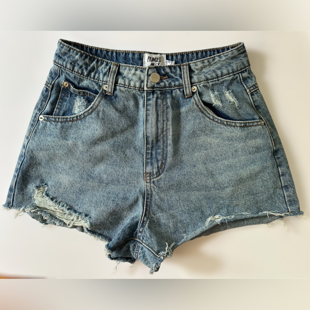 Princess Polly Blue Distressed Jean Shorts